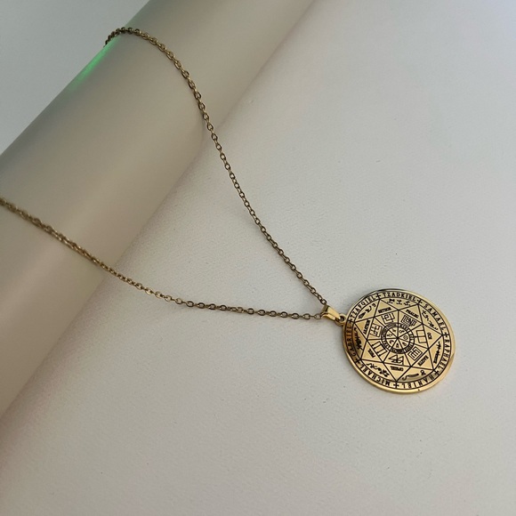 Protection Archangel Gold Necklace - Spiritual Medallion Necklace - Picture 1 of 11